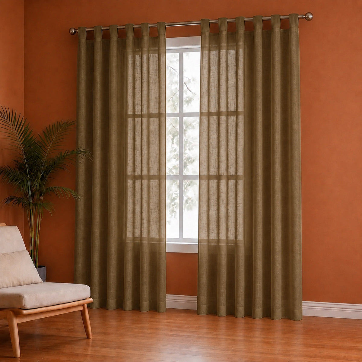 Fort Absolute - Dark Brown Loop Sheer Curtain-2