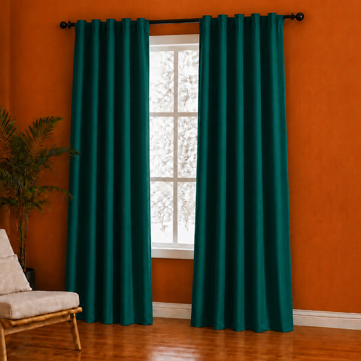 Fort Essential - Back Tab Blackout Curtain (Rama Green)-2
