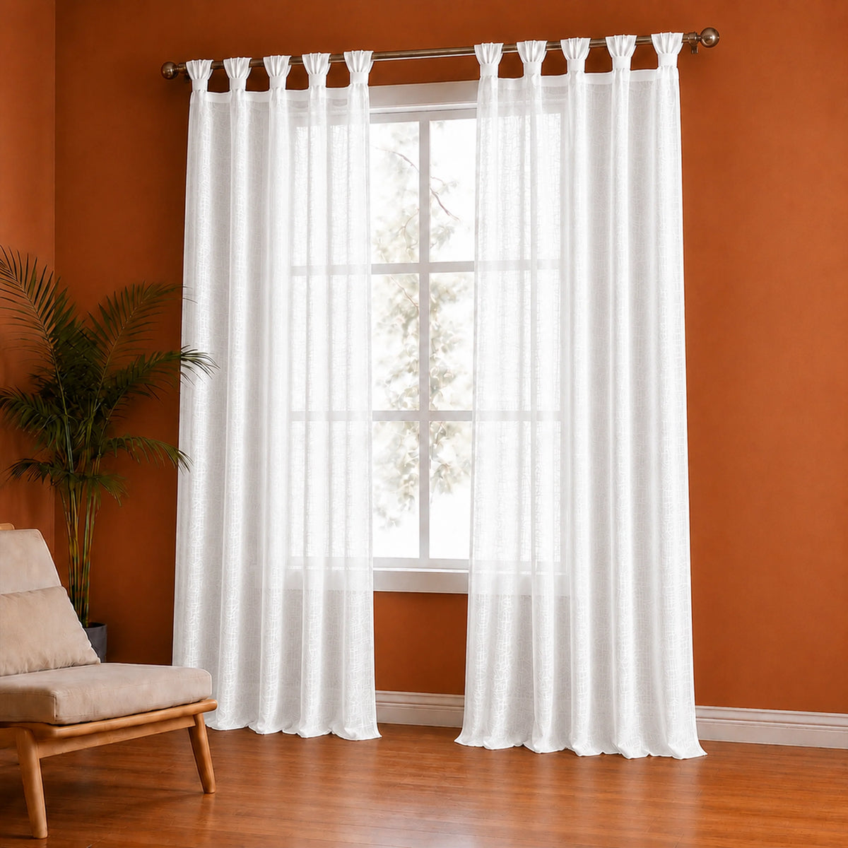 Fort Absolute - Twist Tab Top Sheer Curtain (White)-2