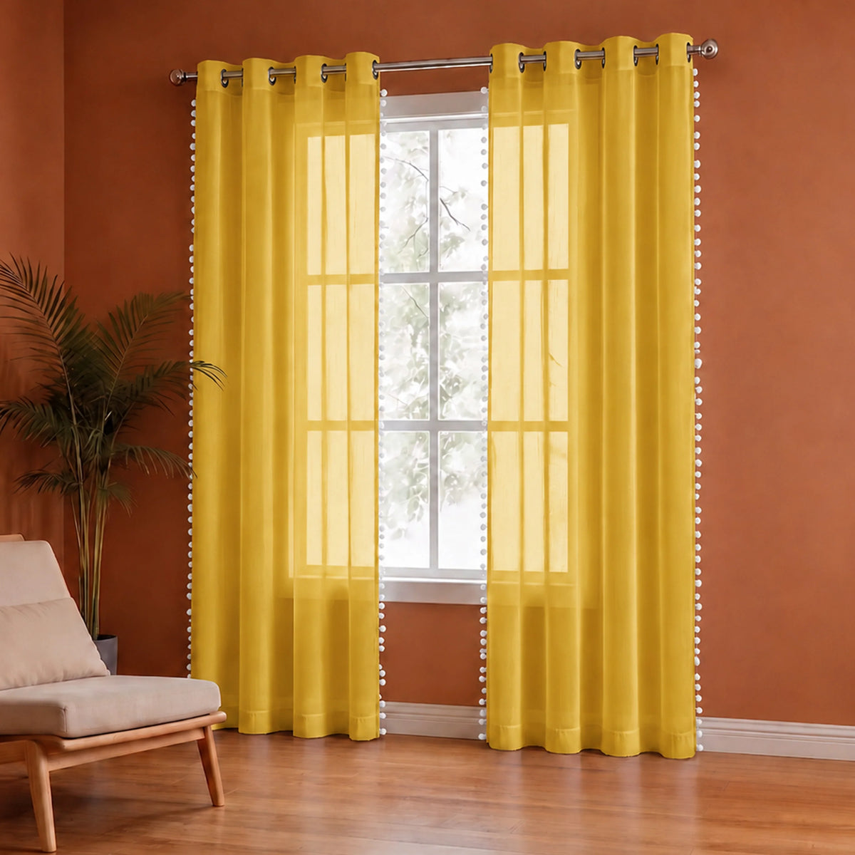 Fort Handpicked Breeze - Yellow Sheer Curtain-2