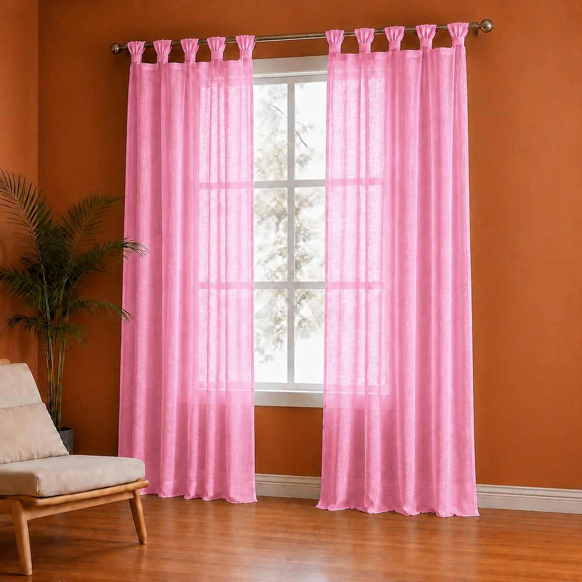 Fort Absolute - Twist Tab Top Sheer Curtain (Pink)-2