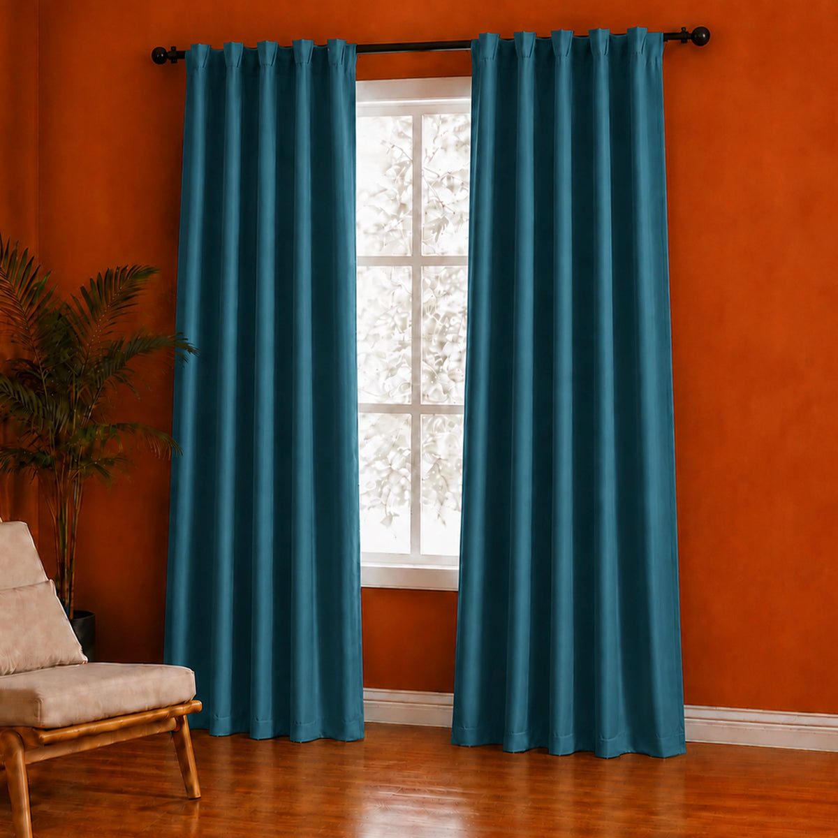 Fort Essential - Back Tab Blackout Curtain (Blue)-2
