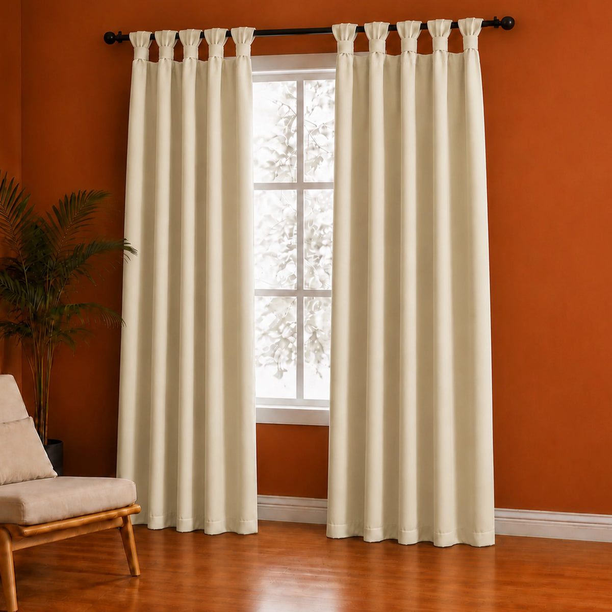 Fort Essential - Twist Tap Top Solid Blackout Curtain (Beige)-2