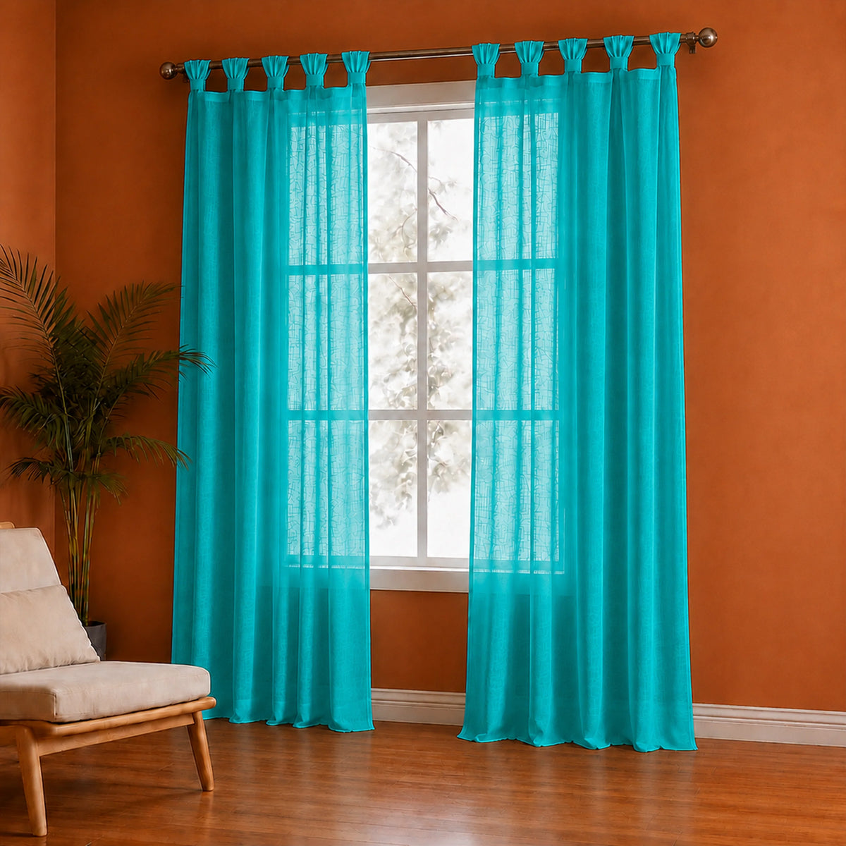 Fort Absolute - Twist Tab Top Sheer Curtain (Blue)-2