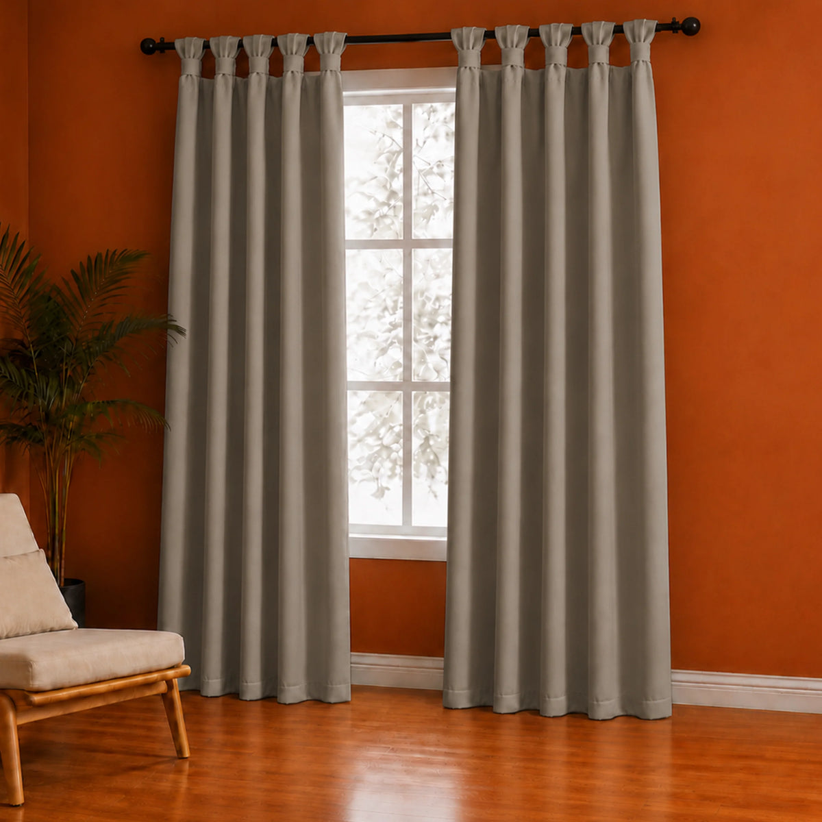 Fort Essential - Twist Tap Top Solid Blackout Curtain (English Grey)-2