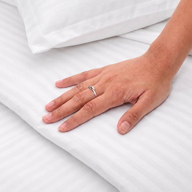 Breton Mellow - Satin Stripe Duvet Cover (White)-2