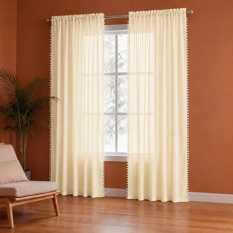 Fort Handpicked Breeze - Rod Pocket Beige Sheer Curtain-2