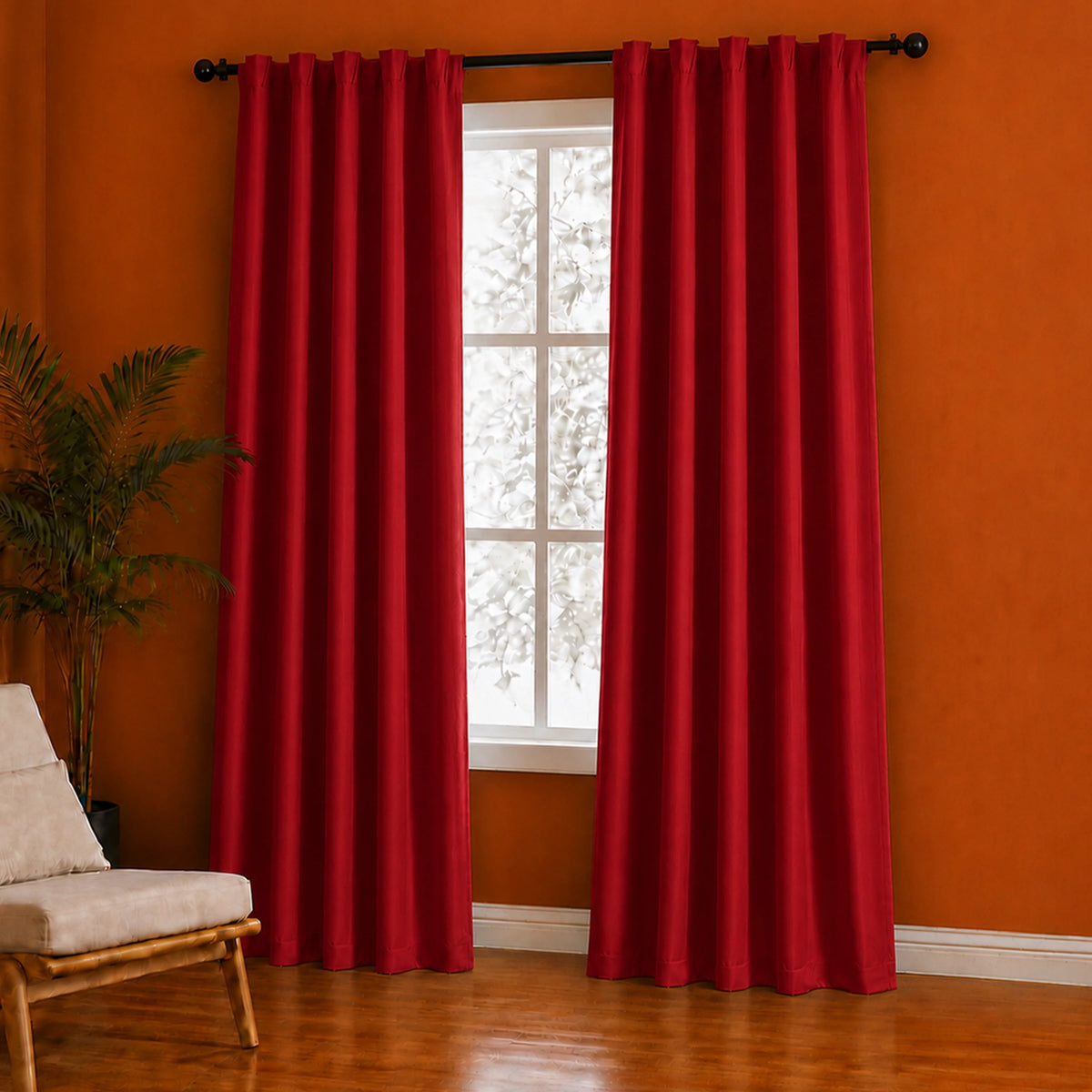 Fort Essential - Back Tab Blackout Curtain (Maroon)-2