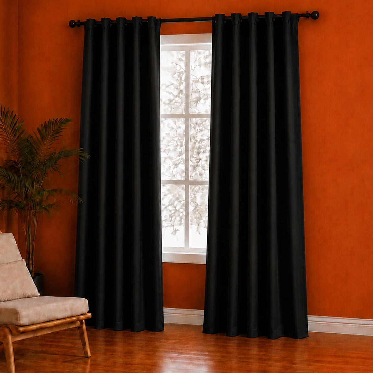 Fort Essential - Back Tab Blackout Curtain (Black)-2