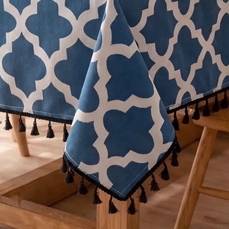 Imprimer Handpicked Quatrefoil - Table Cover (Blue)-2