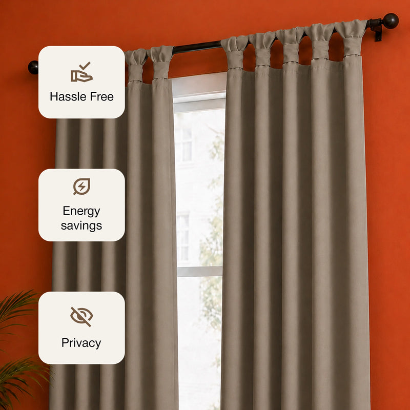 Fort Essential - Twist Tap Top Solid Blackout Curtain (English Grey)-3