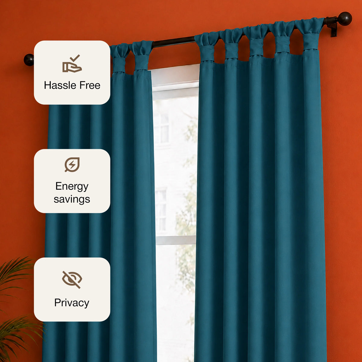 Fort Essential - Twist Tap Top Solid Blackout Curtain (Blue)-3