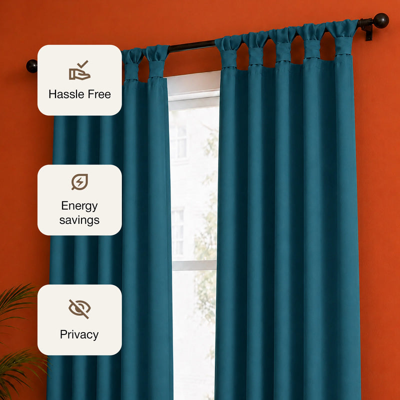 Fort Essential - Twist Tap Top Solid Blackout Curtain (Blue)-3
