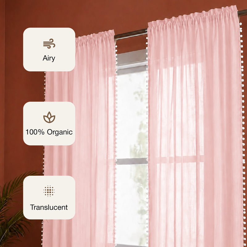 Fort Handpicked Breeze - Rod Pocket Pink Sheer Curtain-3
