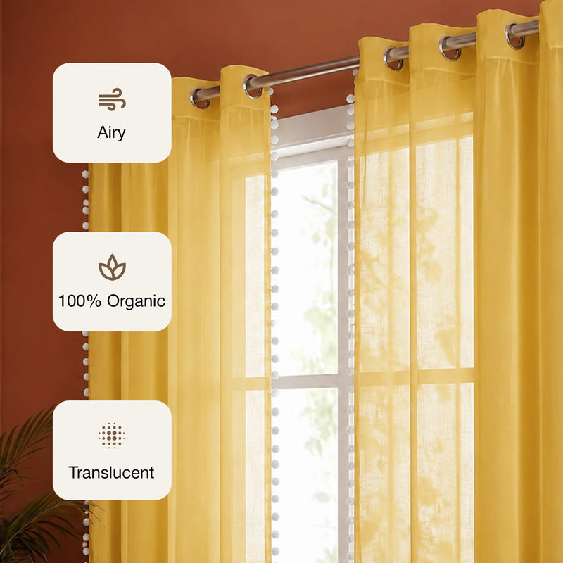 Fort Handpicked Breeze - Yellow Sheer Curtain-3