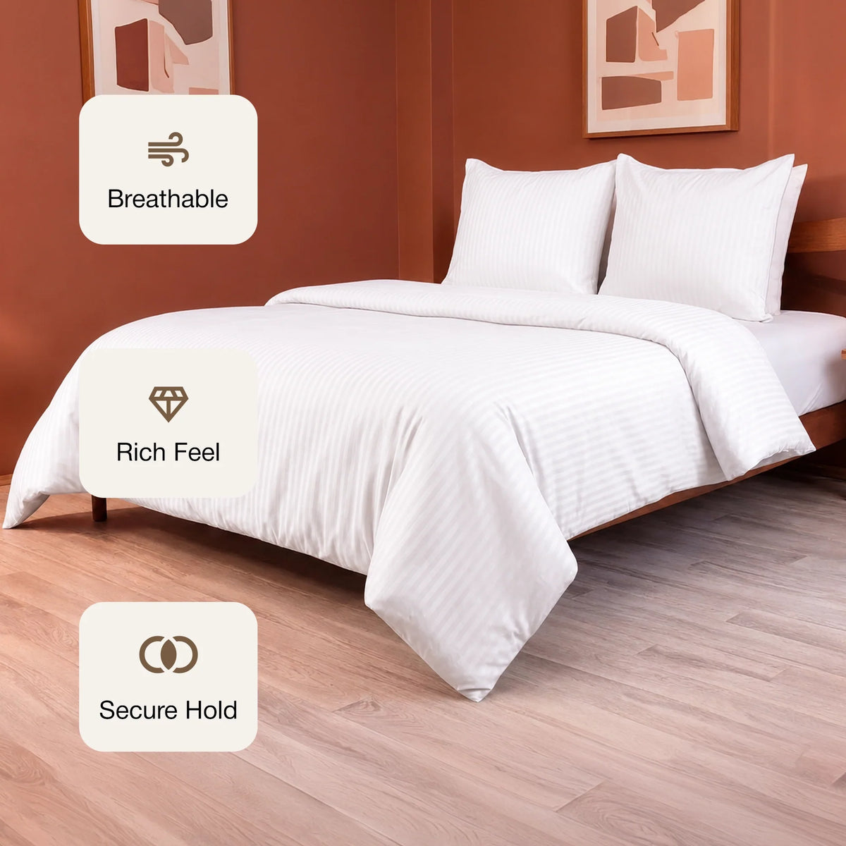 Breton Mellow - Satin Striped Duvet Cover (White)-3