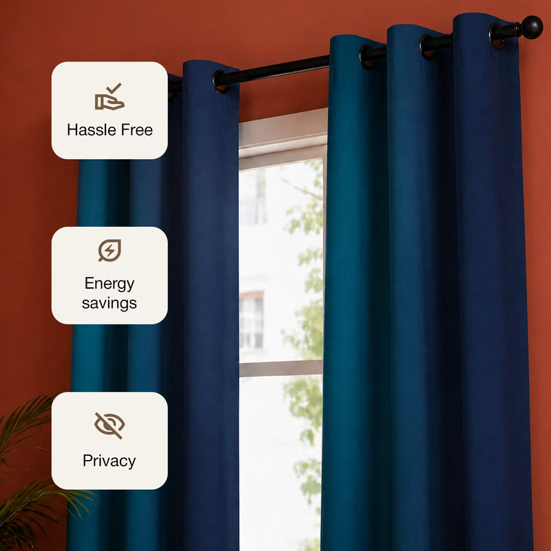Blackout Ombre Curtain (Turquoise & Blue)-3