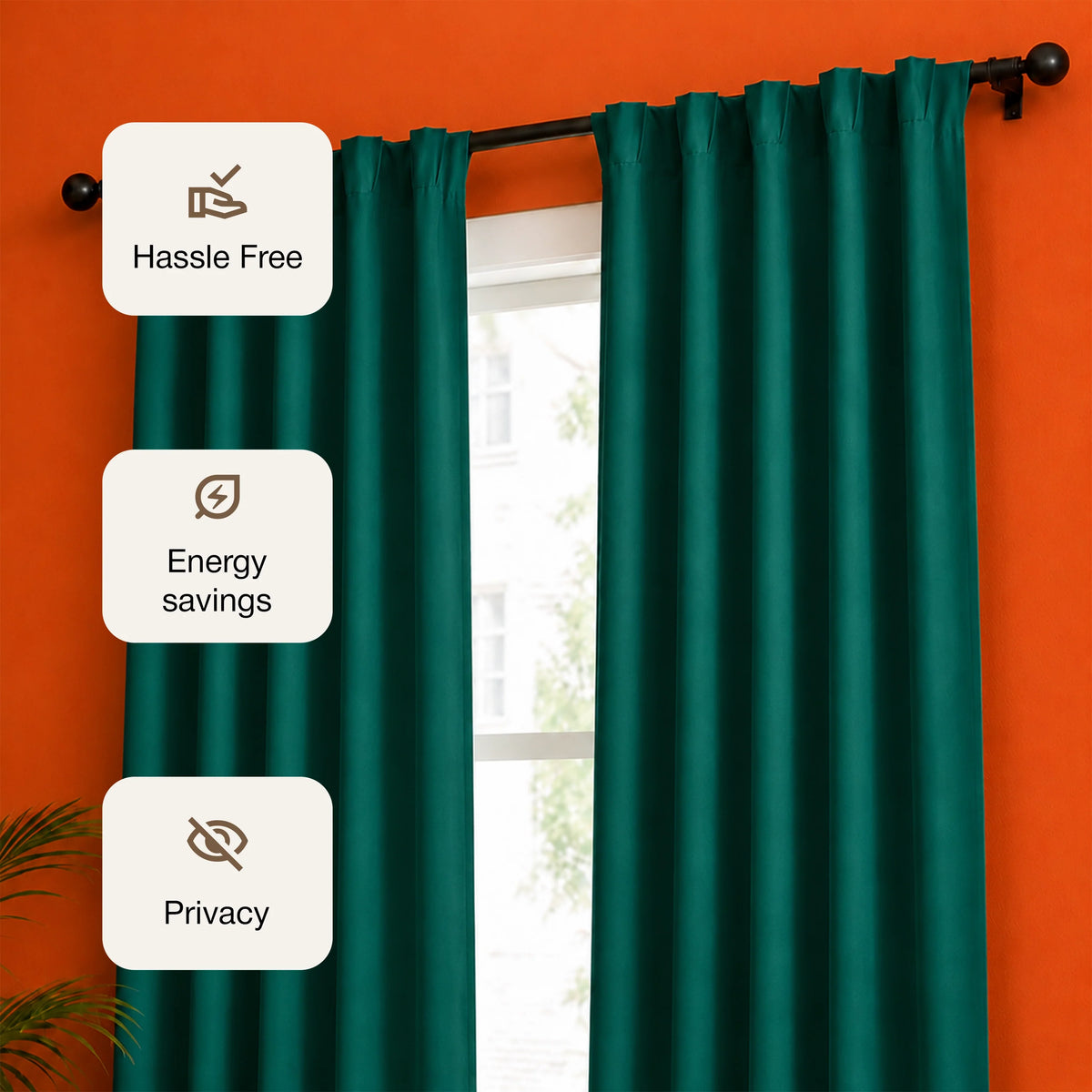 Fort Essential - Back Tab Blackout Curtain (Rama Green)-3