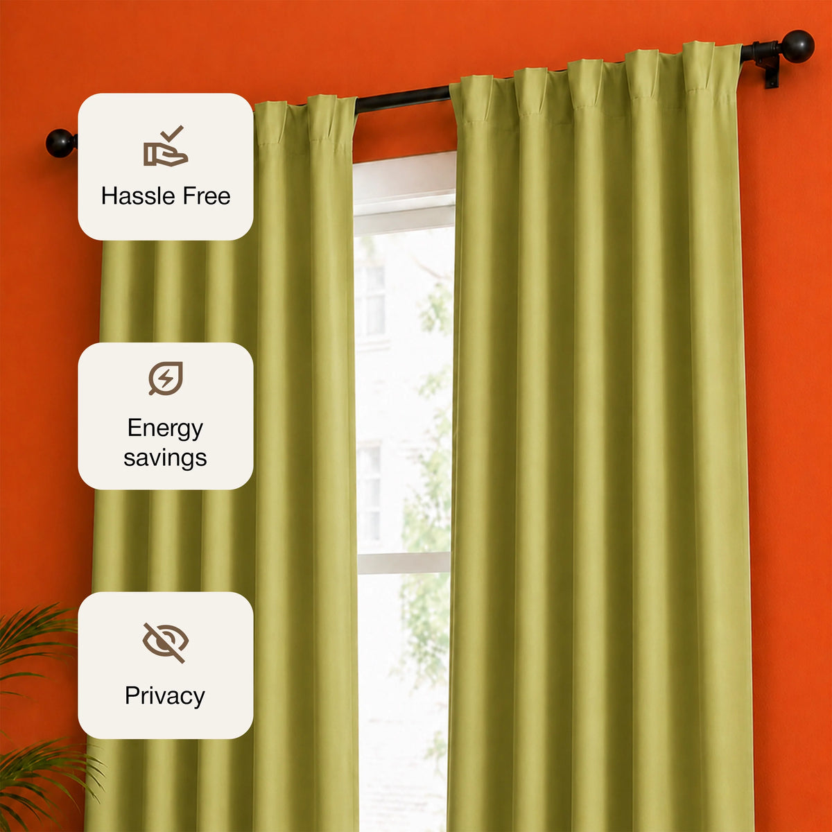 Fort Essential - Back Tab Blackout Curtain (Avacado Green)-3
