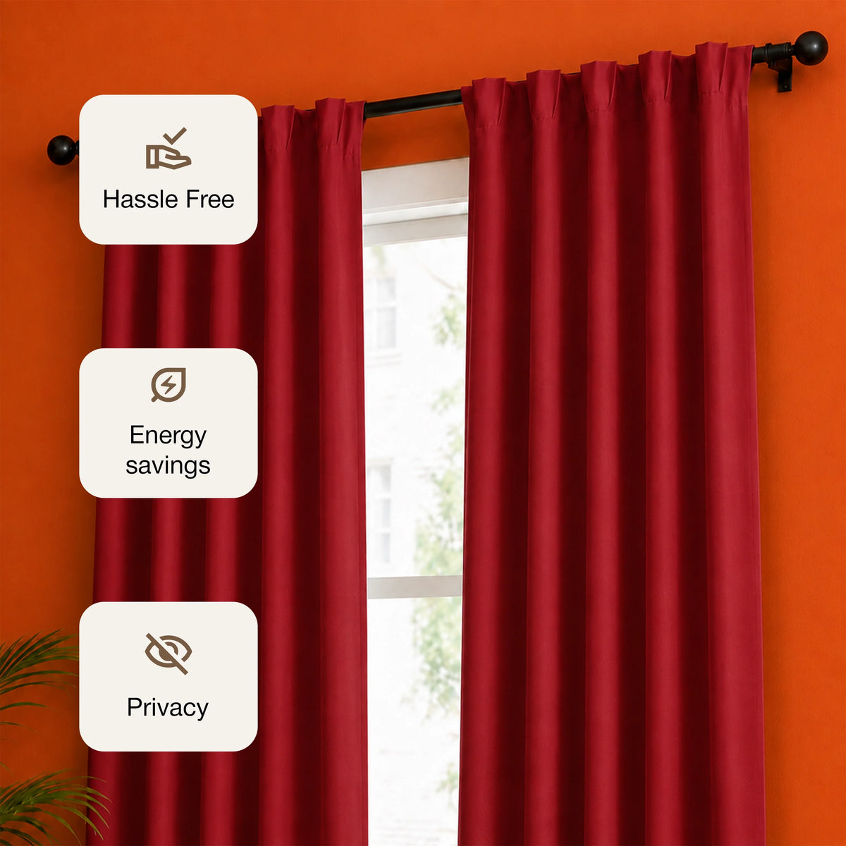 Fort Essential - Back Tab Blackout Curtain (Maroon)-3