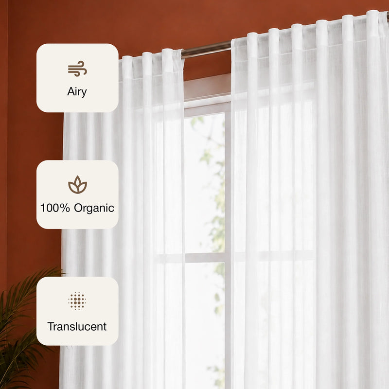Fort Absolute - Back Tab Solid Sheer Curtain (White)-3