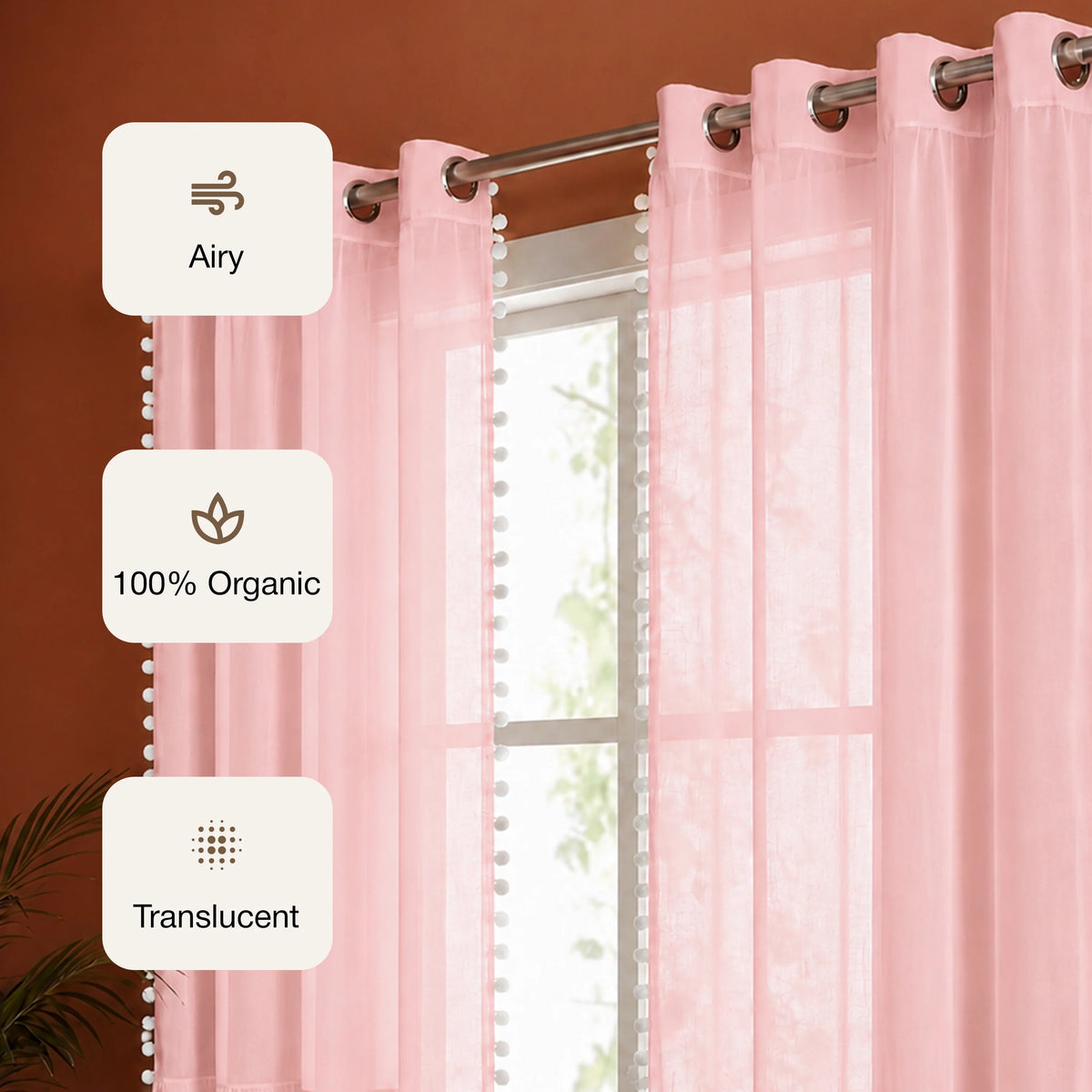 Fort Handpicked Breeze - Pink Sheer Curtain-3