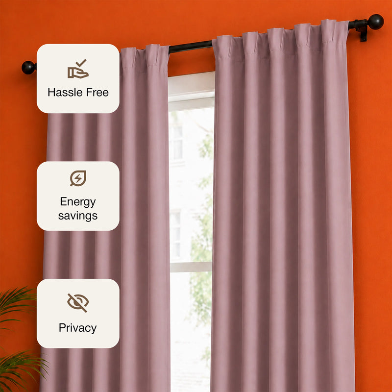 Fort Essential - Back Tab Blackout Curtain (Lavender)-3