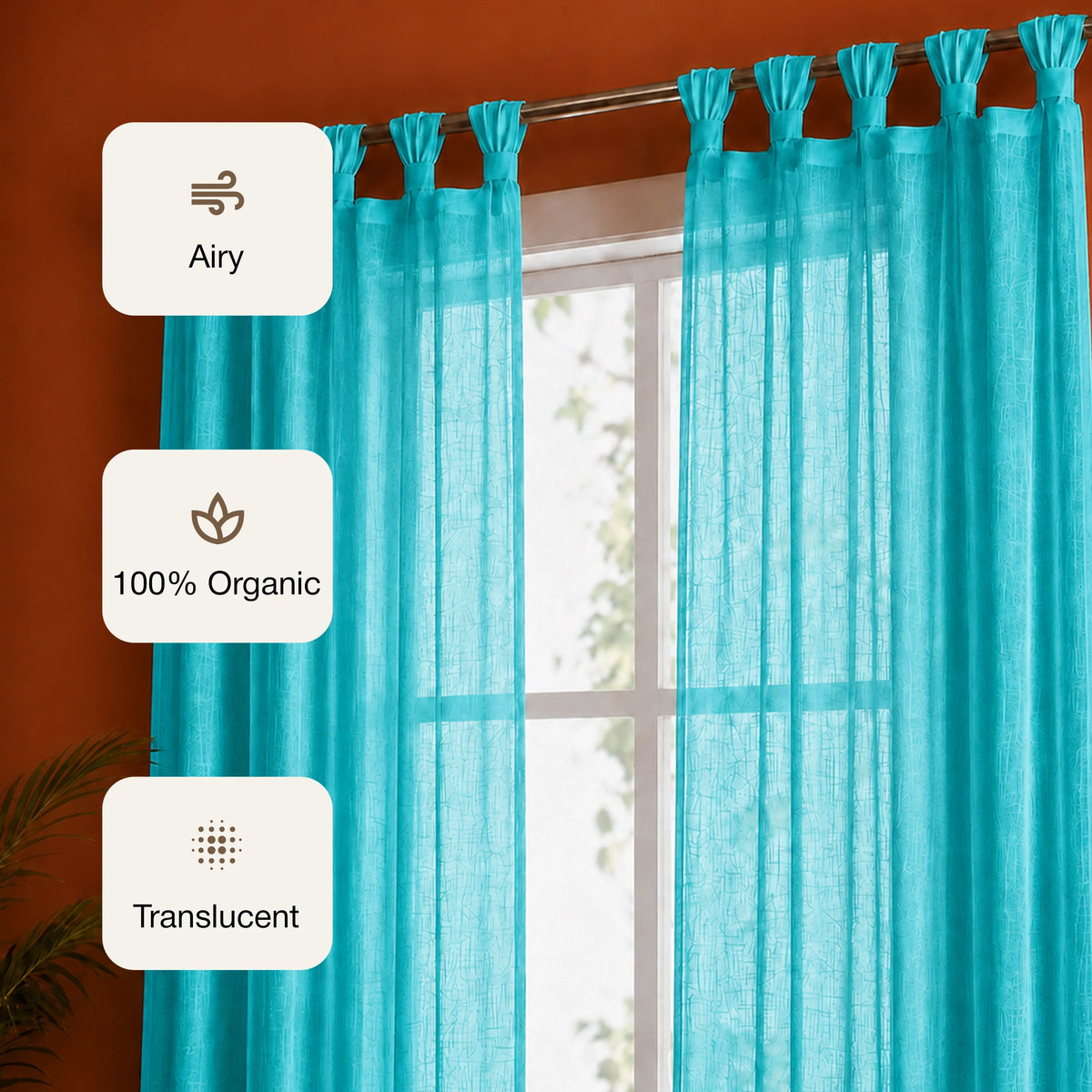 Fort Absolute - Twist Tab Top Sheer Curtain (Blue)-3