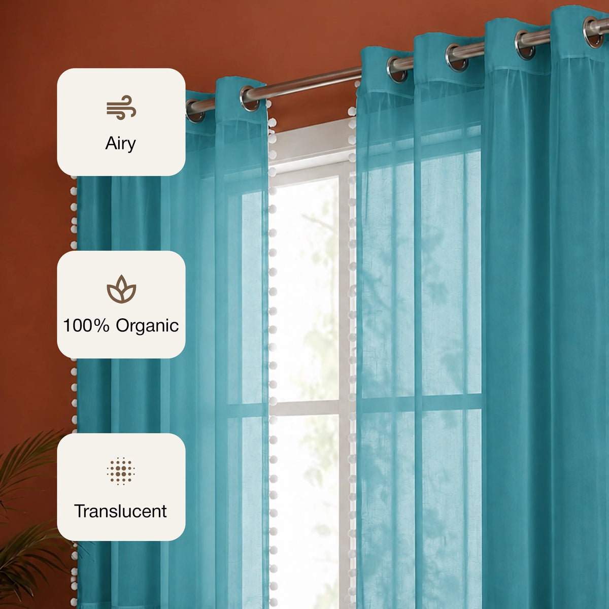 Fort Handpicked Breeze - Blue Sheer Curtain-3