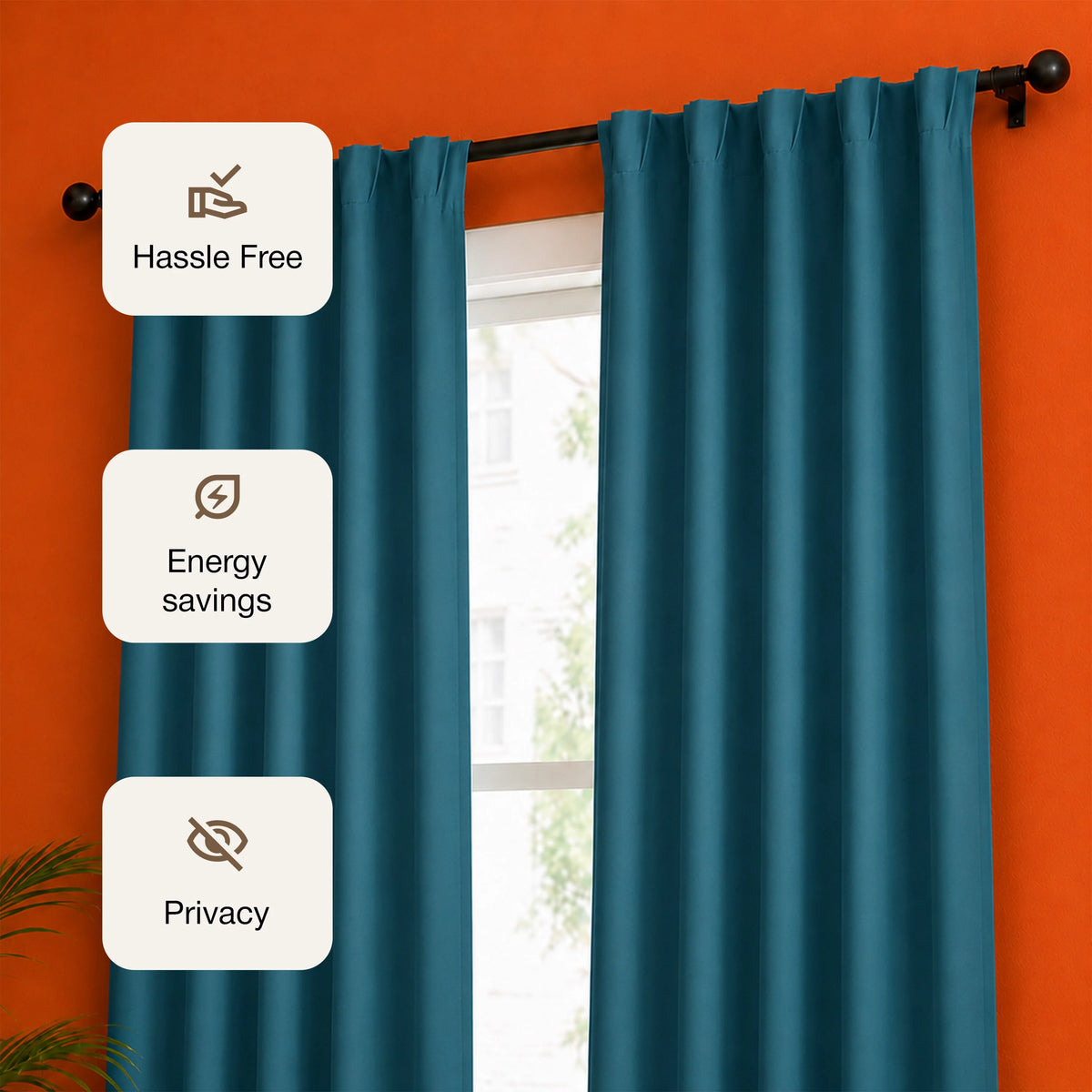 Fort Essential - Back Tab Blackout Curtain (Blue)-3