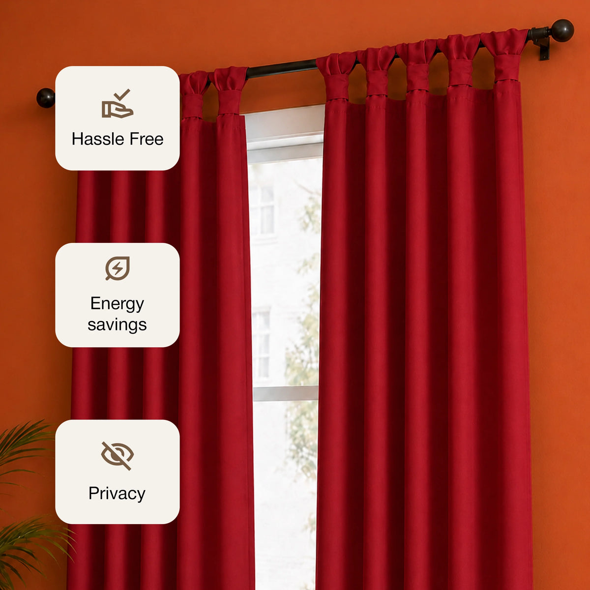 Fort Essential - Twist Tap Top Blackout Curtain (Maroon)-3