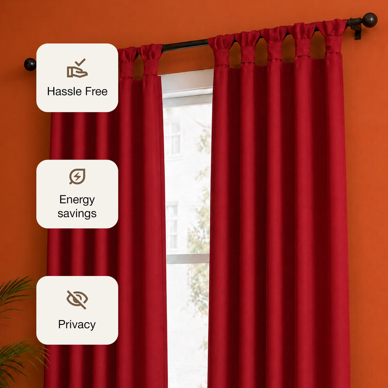 Fort Essential - Twist Tap Top Blackout Curtain (Maroon)-3