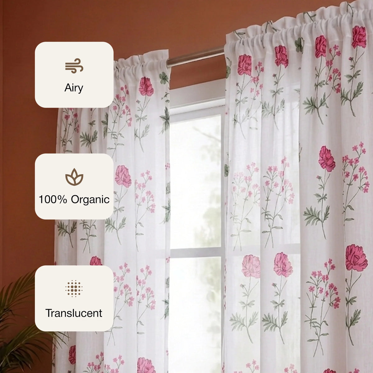 Imprimer Rosachic - Printed Sheer Curtain (Multicolor)-2