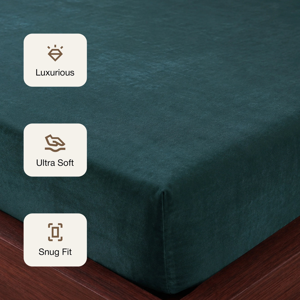 Homemonde Lightweight - Fleece Fitted Bedsheet (Emerald Green)-3