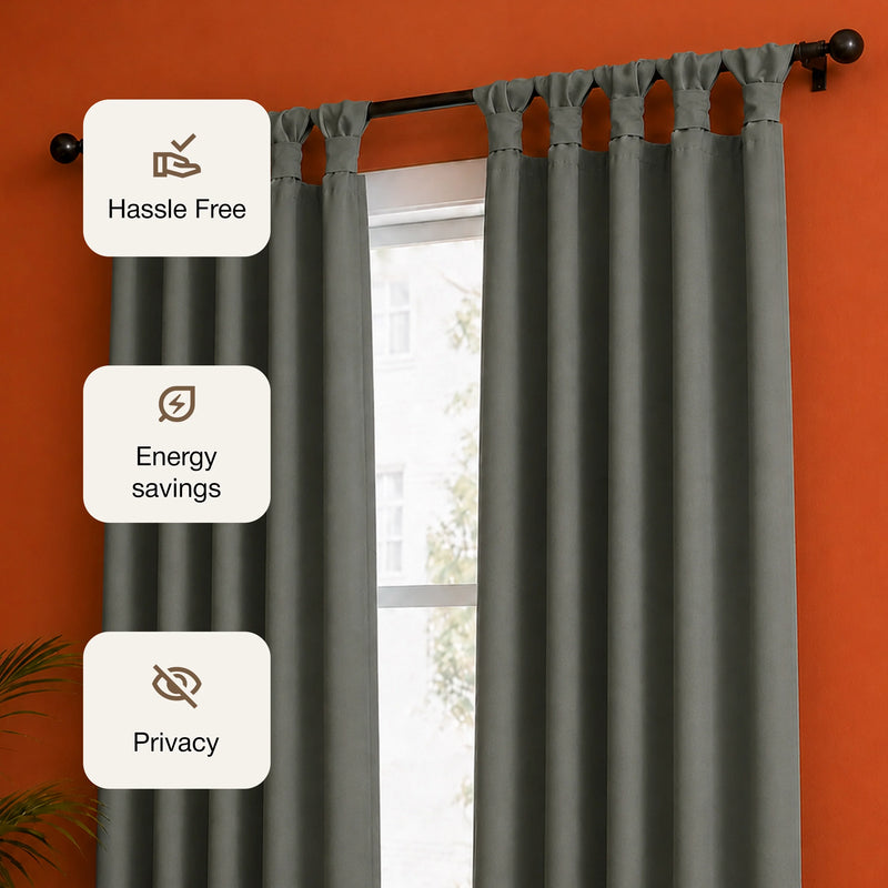 Fort Essential - Twist Tap Top Solid Blackout Curtain (Grey)-3
