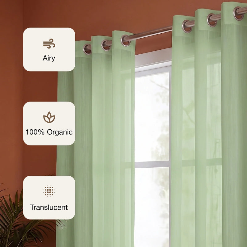 Fort Absolute - Solid Sheer Curtain (Mint Green)-2