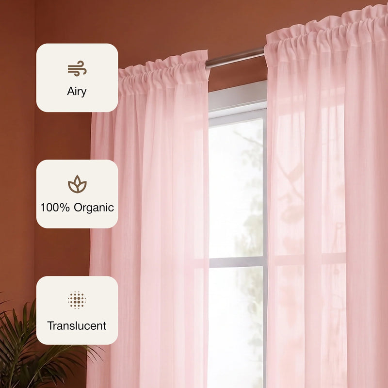 Fort Absolute - Rod Pocket Pink Sheer Curtain-2