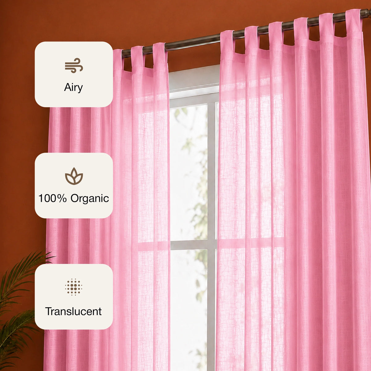 Fort Absolute - Pink Loop Sheer Curtain-3