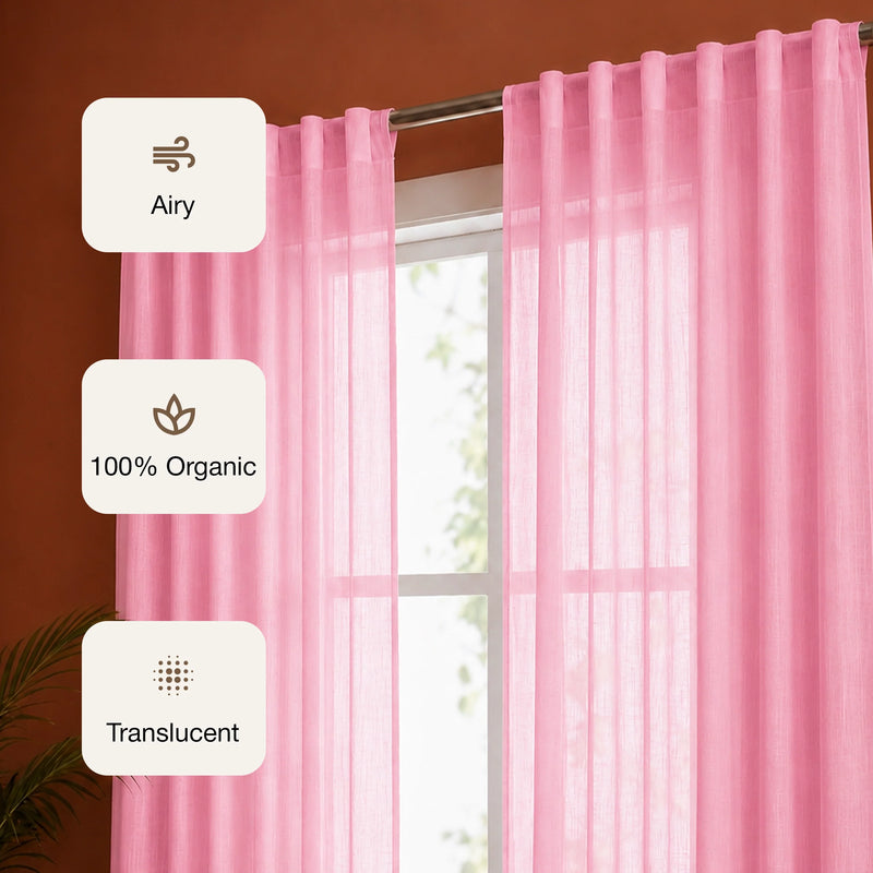 Fort Absolute - Back Tab Solid Sheer Curtain (Pink)-3