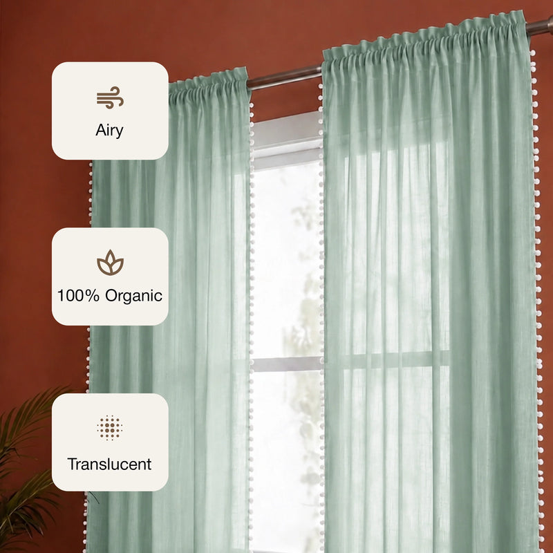Fort Handpicked Breeze - Silver Grey Rod Pocket Sheer Curtain-3