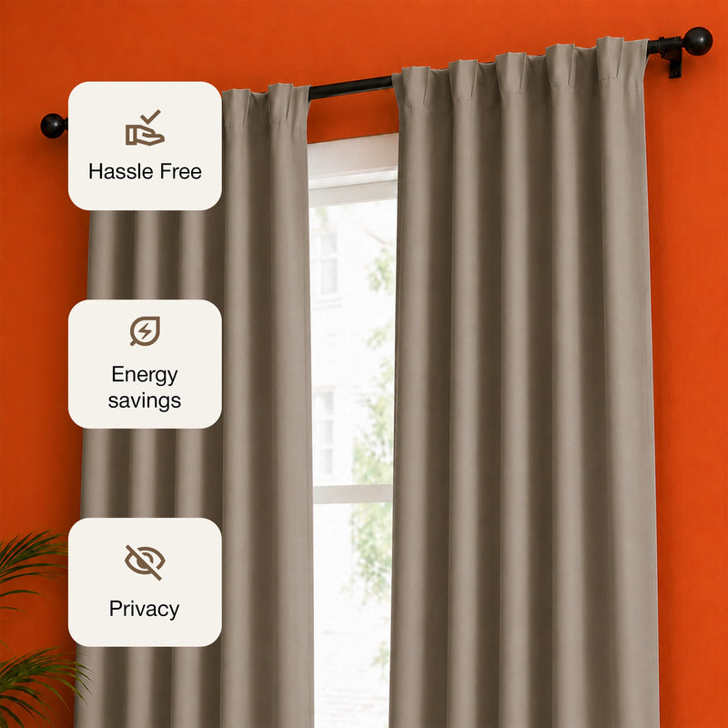 Fort Essential - Back Tab Blackout Curtain (English Grey)-3