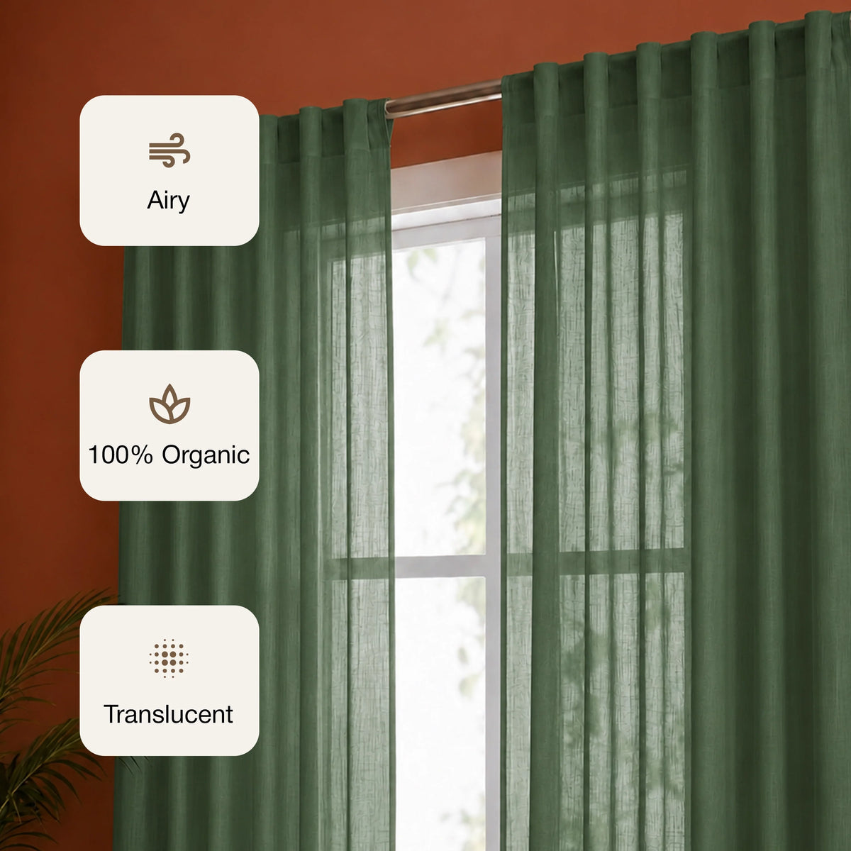 Fort Absolute - Back Tab Solid Sheer Curtain (Mint Green)-3