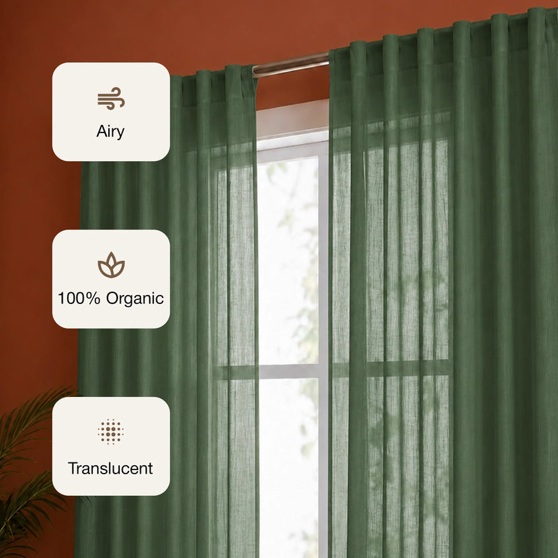 Fort Absolute - Back Tab Solid Sheer Curtain (Mint Green)-3