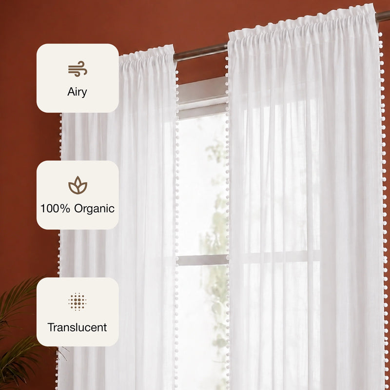 Fort Handpicked Breeze - Rod Pocket White Sheer Curtain-3