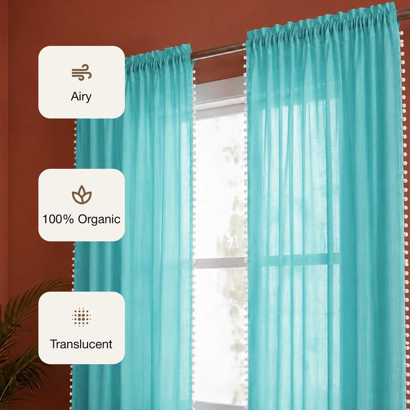 Fort Handpicked Breeze - Celeste Rod Pocket Sheer Curtain-3