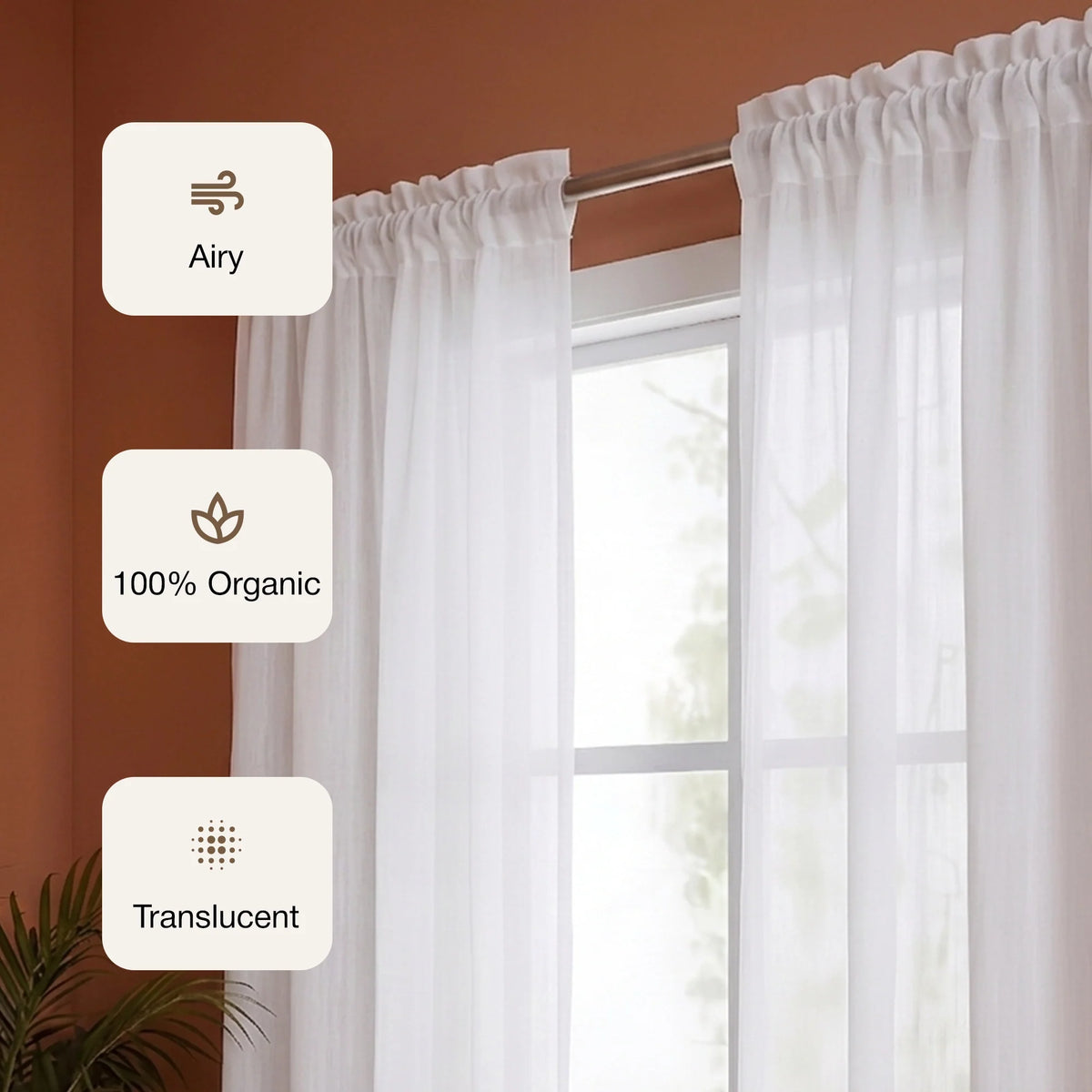 Fort Absolute - Rod Pocket White Sheer Curtain-3