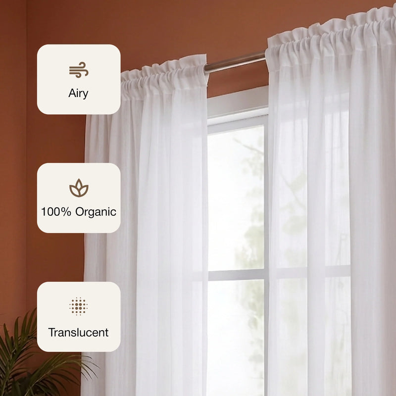 Fort Absolute - Rod Pocket White Sheer Curtain-3