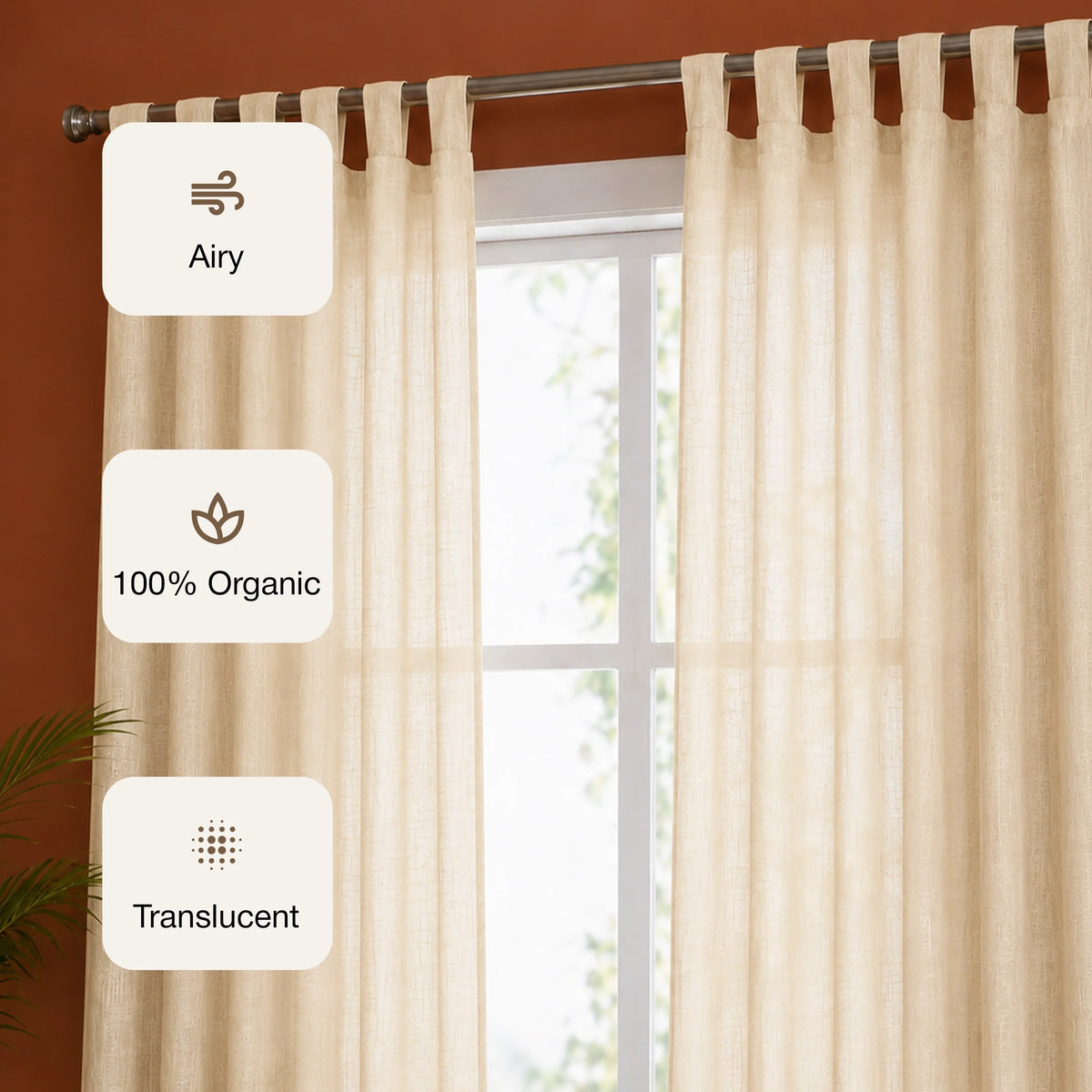 Fort Absolute - Beige Loop Sheer Curtain-3