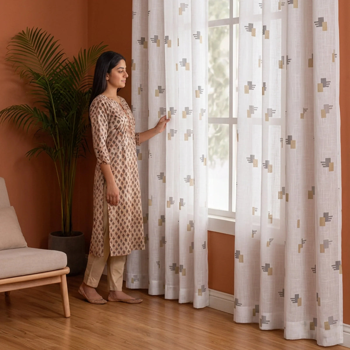 Imprimer Modern Mosaic - Sheer Curtain Rod Pocket-3
