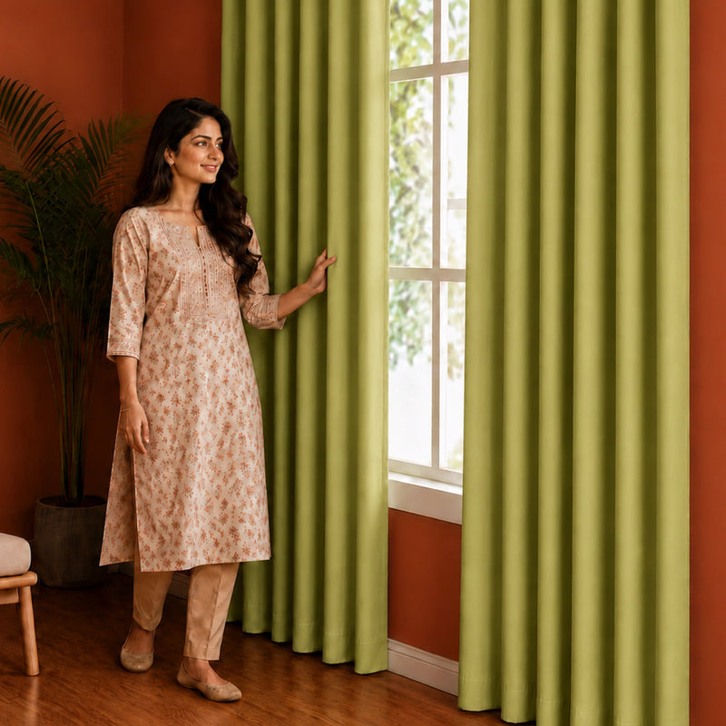 Fort Essential - Back Tab Blackout Curtain (Avacado Green)-4